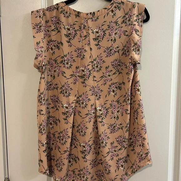 Pleione Floral Sleeveless Blouse - Brown and Purple - Picture 3 of 3